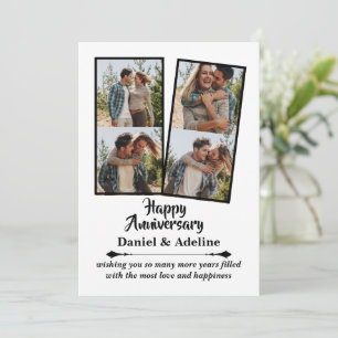 Cartão Aniversário de Casamento Amor 4 Colagem de Fotos C