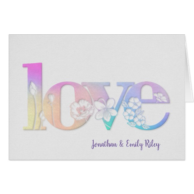 Cartão Aniversário de Casamento Amor Floral (Frente Horizontal)