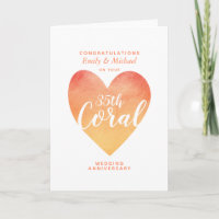 Aniversário de casamento CORAL personalizado de 35
