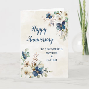 Cartão Aniversário de Casamento da Mãe e do Pai Azul