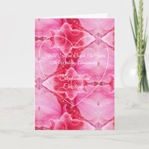 Cartão Aniversário de Casamento de 12, Personalizado Flor