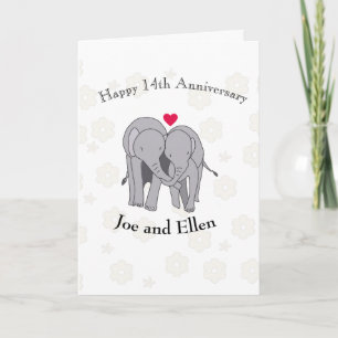 Cartão Aniversário de Casamento de 14, Aniversário de Mar