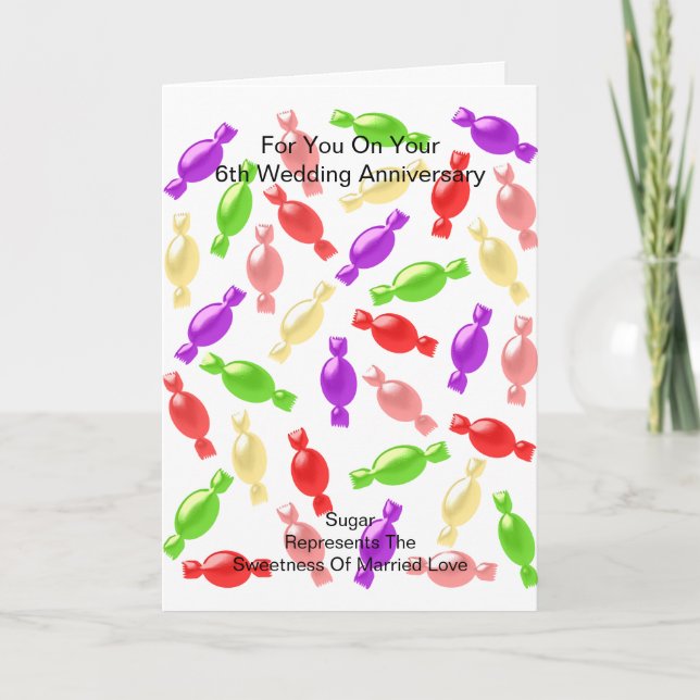 Cartão Aniversário de Casamento de 6 Personalizado por Su (Frente)