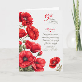 Cartão Aniversário de Casamento de 9 Anos Sentimental Pap
