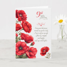 Cartão Aniversário de Casamento de 9 Anos Sentimental Pap