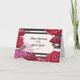 Cartão Aniversário de Casamento de Casal Especial Rosa