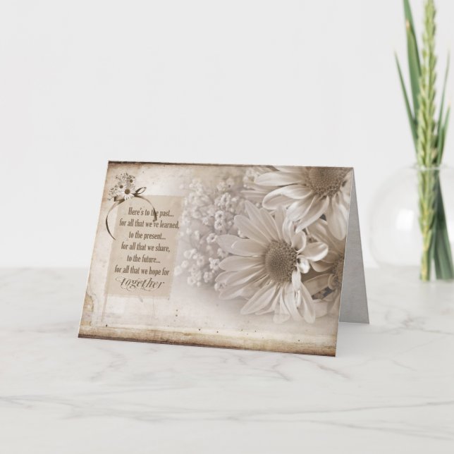 Cartão Aniversário de casamento de Daisy Buquê (Frente)