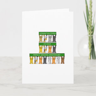 Cartão Aniversário de Casamento de Esmeralda 55 Anos Gato