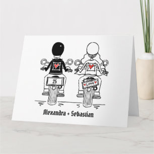Cartão Aniversário de Casamento de Motocicletas Personali