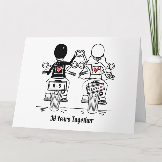 Cartão Aniversário de Casamento de Motoqueiro (Frente)
