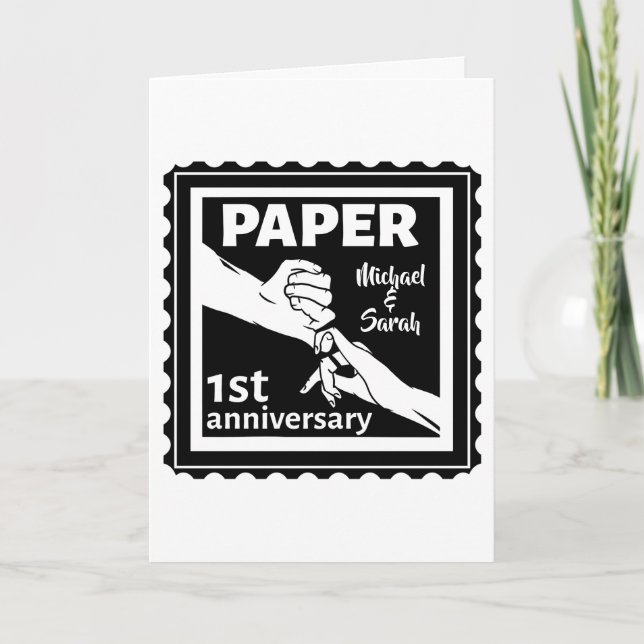 Cartão Aniversário de casamento de papel tradicional 1º (Frente)