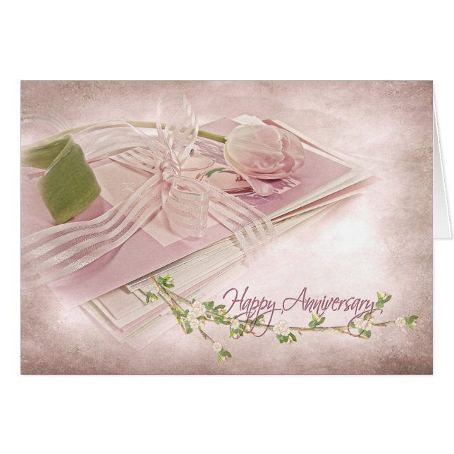 Cartão aniversário de casamento de tulip para cônjuge (Frente Horizontal)