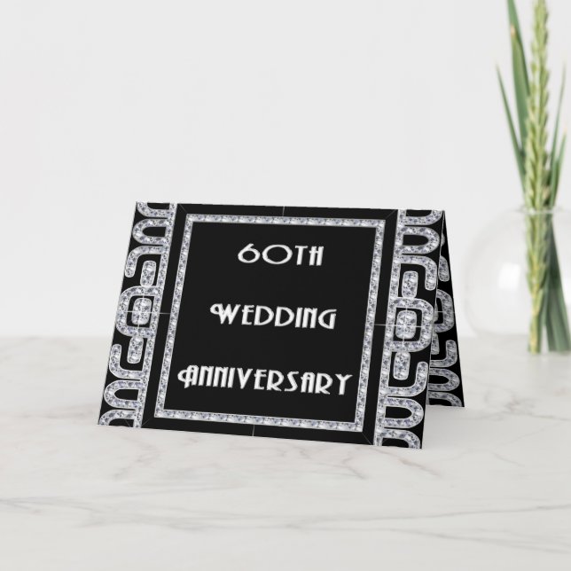 Cartão Aniversário de casamento do jubileu de diamante (Frente)