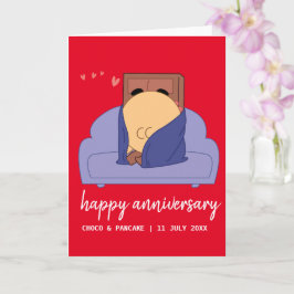 Cartão Aniversário de Casamento Feliz de Choco e Pancake