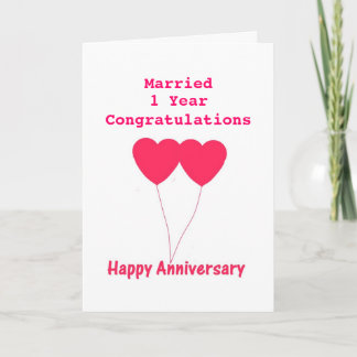 Cartão Aniversário de Casamento I ano, Cartão. Personaliz