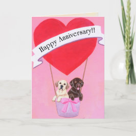 Cartão Aniversário de Casamento Labradores