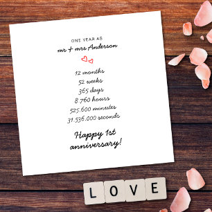 Cartão Aniversário de Casamento Minimalista Simples Coraç