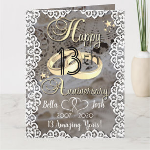 Cartão Aniversário de Casamento Personalizado Tema Renda