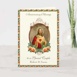 Cartão Aniversário de Casamento Religioso Jesus Rosas