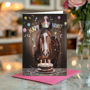 Cartão Aniversário de Cavalo Engraçado Personalizado