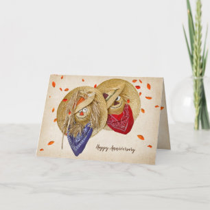 Cartão Aniversário de chapéu de palha espantalho do outon