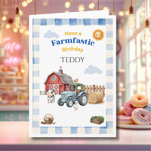 Cartão Aniversário de Criança da Fazenda Azul Fofa