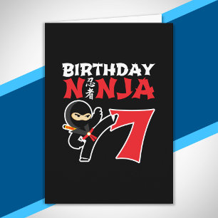 Cartão aniversário de criança Ninja - Tema de Partido c