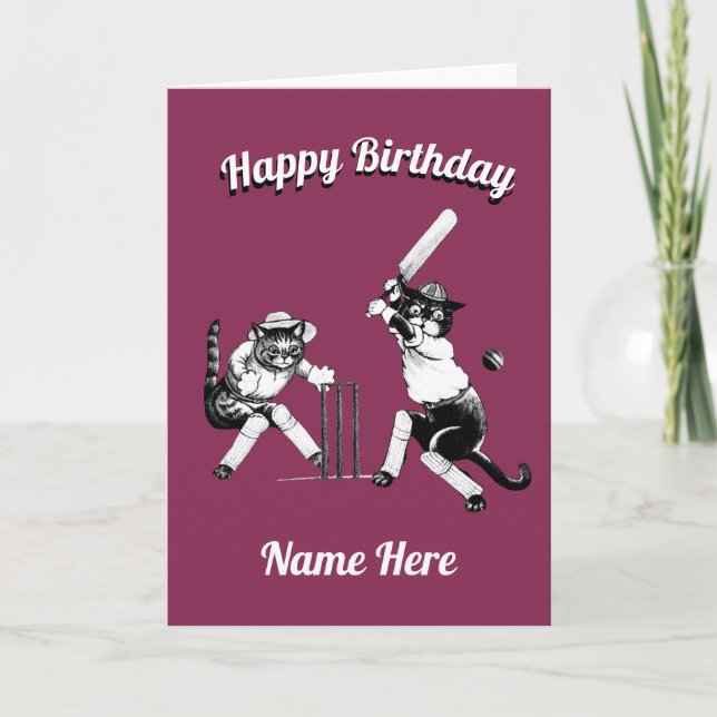 Cartão Aniversário de críquete (Frente)