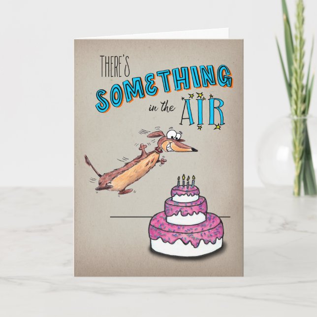 Cartão Aniversário de Dachshund com Salto Animado (Frente)