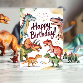 Cartão Aniversário de Dinossauro Personalizado Fofinho 