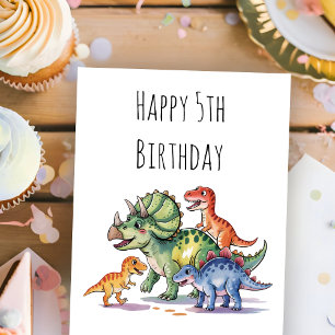 Cartão Aniversário de Dinossauro Personalizado Fofinho pa