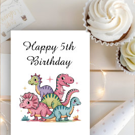 Cartão Aniversário de Dinossauro Personalizado Fofo para 