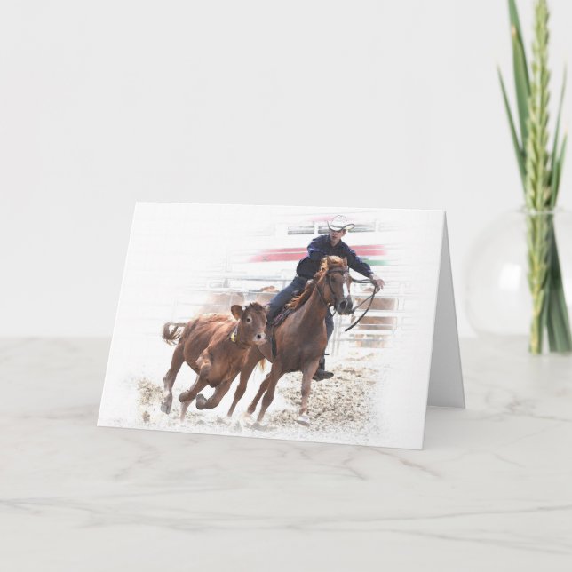 Cartão aniversário de equitação ocidental (Frente)