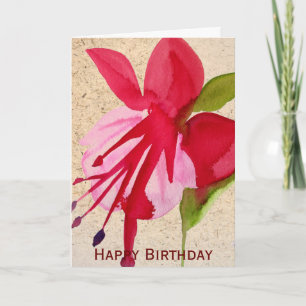 Cartão Aniversário de flores de pop de cor da água, cor