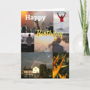 Cartão Aniversário de Foto de Colagem Personalizada Perso