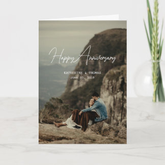 Cartão Aniversário de foto personalizada minimalista retr