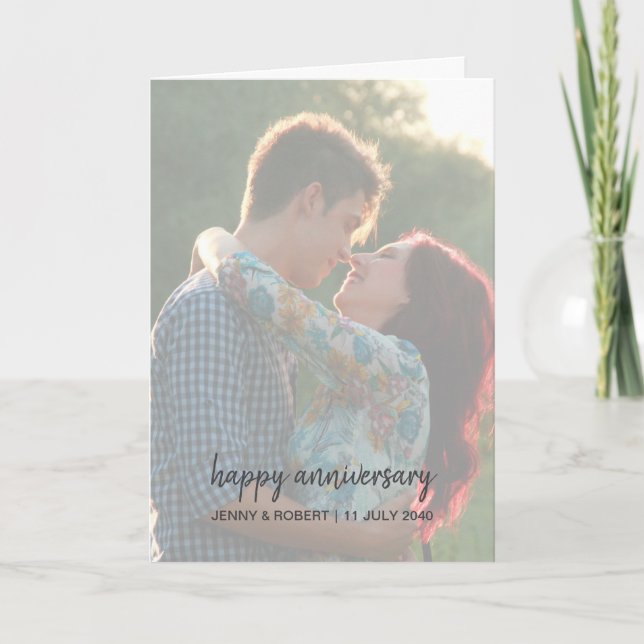 Cartão Aniversário de Fotografia com Script de Na moda de (Frente)