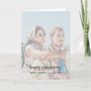 Cartão Aniversário de Fotografia com Script de Na moda de