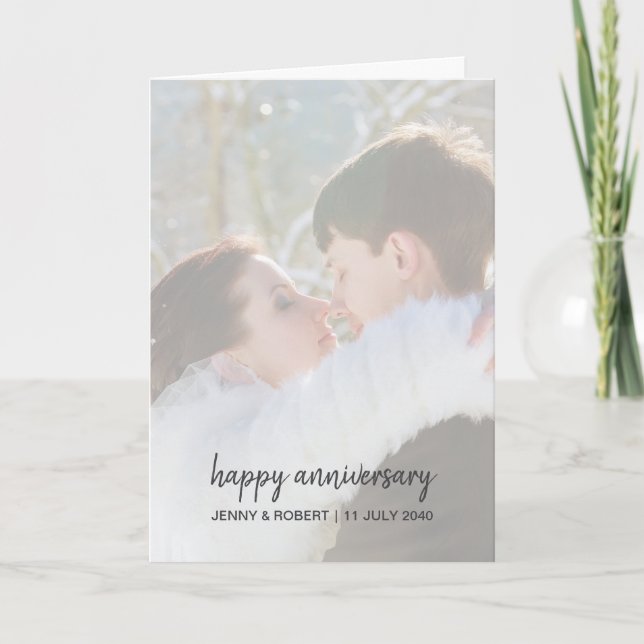 Cartão Aniversário de Fotografia com Script de Na moda de (Frente)