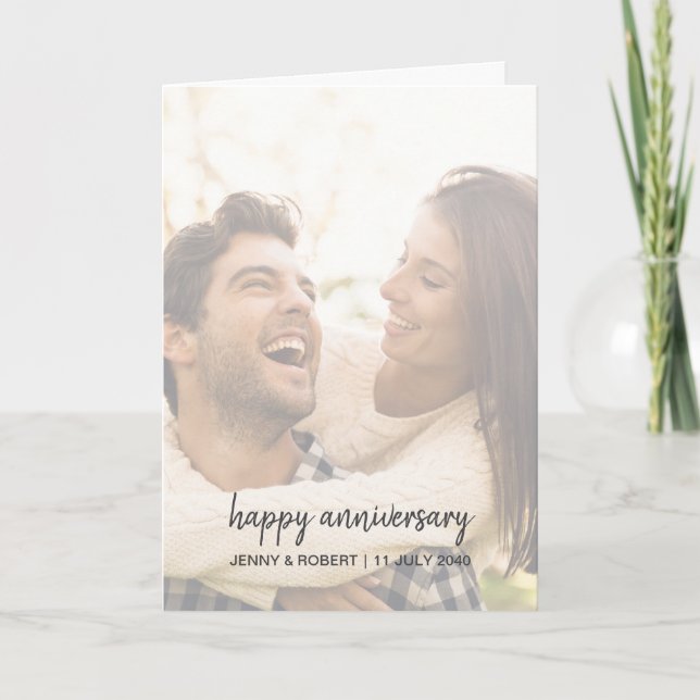 Cartão Aniversário de Fotografia com Script de Na moda de (Frente)