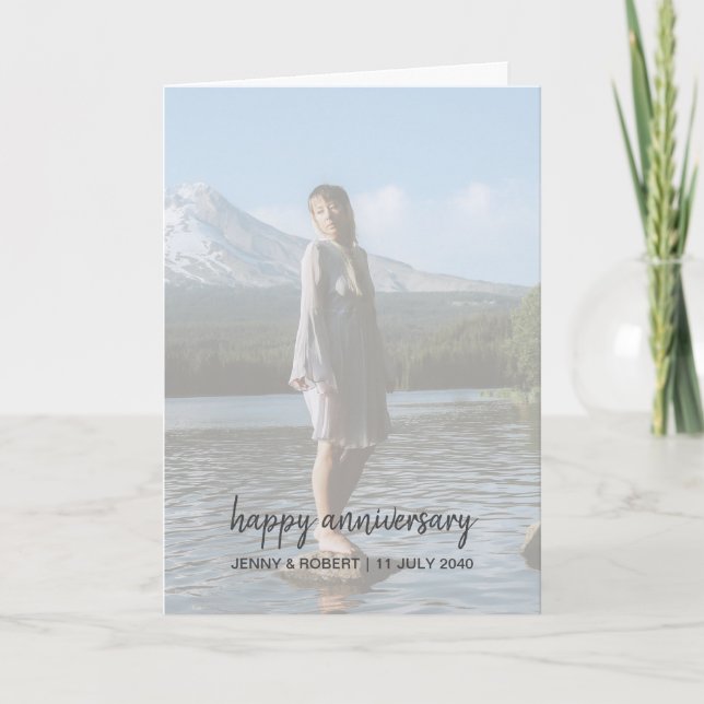 Cartão Aniversário de Fotografia com Script de Na moda de (Frente)