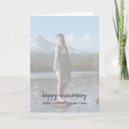 Cartão Aniversário de Fotografia com Script de Na moda de