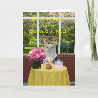 Cartão Aniversário de Gata Bonita Personalizável