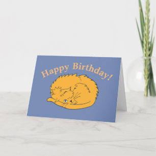 Cartão Aniversário de Gato Dormindo Bonito