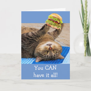 Cartão Aniversário De Gato E Cheeseburger