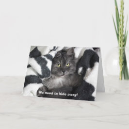 Cartão Aniversário de Gato Oculto e Bonito