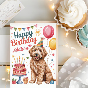 Cartão Aniversário de Goldendoodle Cute Personalizado