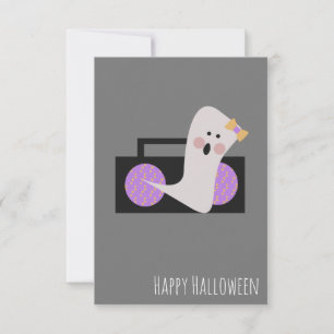 Cartão Aniversário de Halloween Rádio Fantasma Amantes da