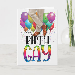 Cartão Aniversário de homem gay afro-americano arco-íris
