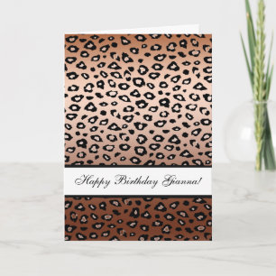 Cartão Aniversário de Impressão do Leopardo de Bronze D